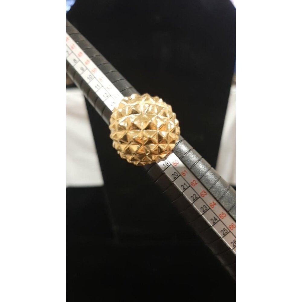 Kenneth Jay Lane KJL Gold-Tone Textured Statement Ring Sz 8 Bold Geometric Stud